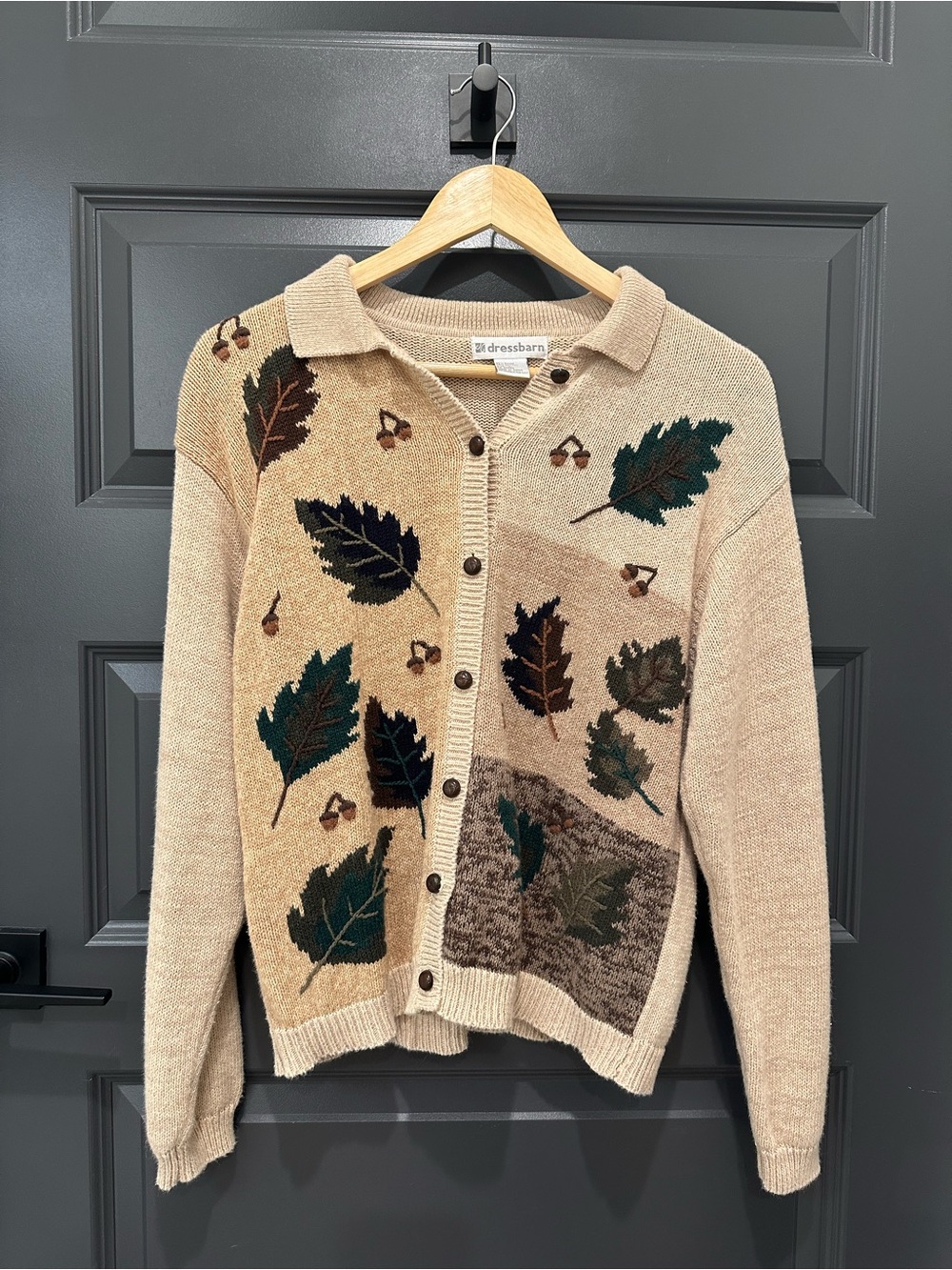 Vintage Dressbarn Button-Up Fall Embroidered Sweater